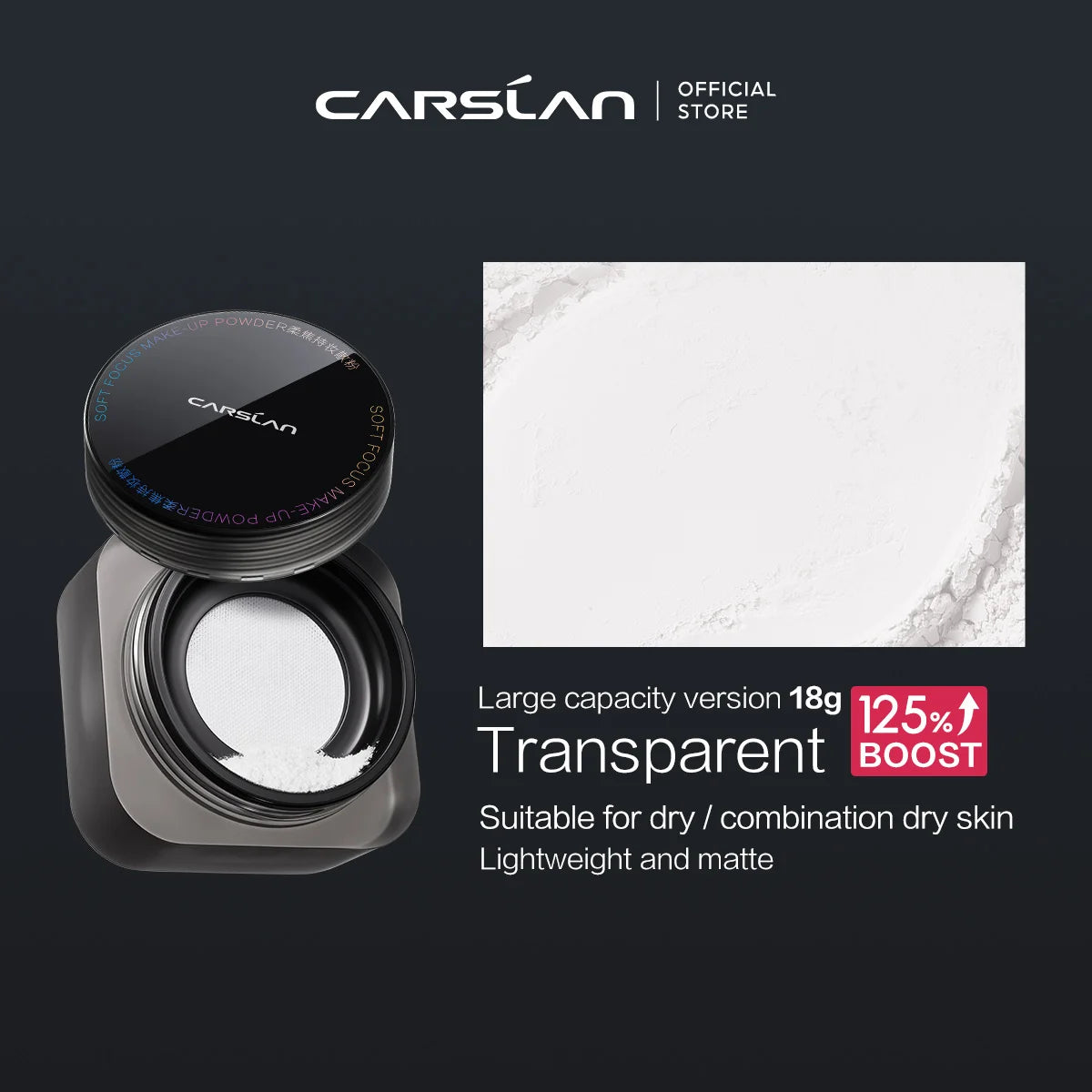 CARSLAN Black Magnetic Loose Setting Powder – Matte & Long-Lasting