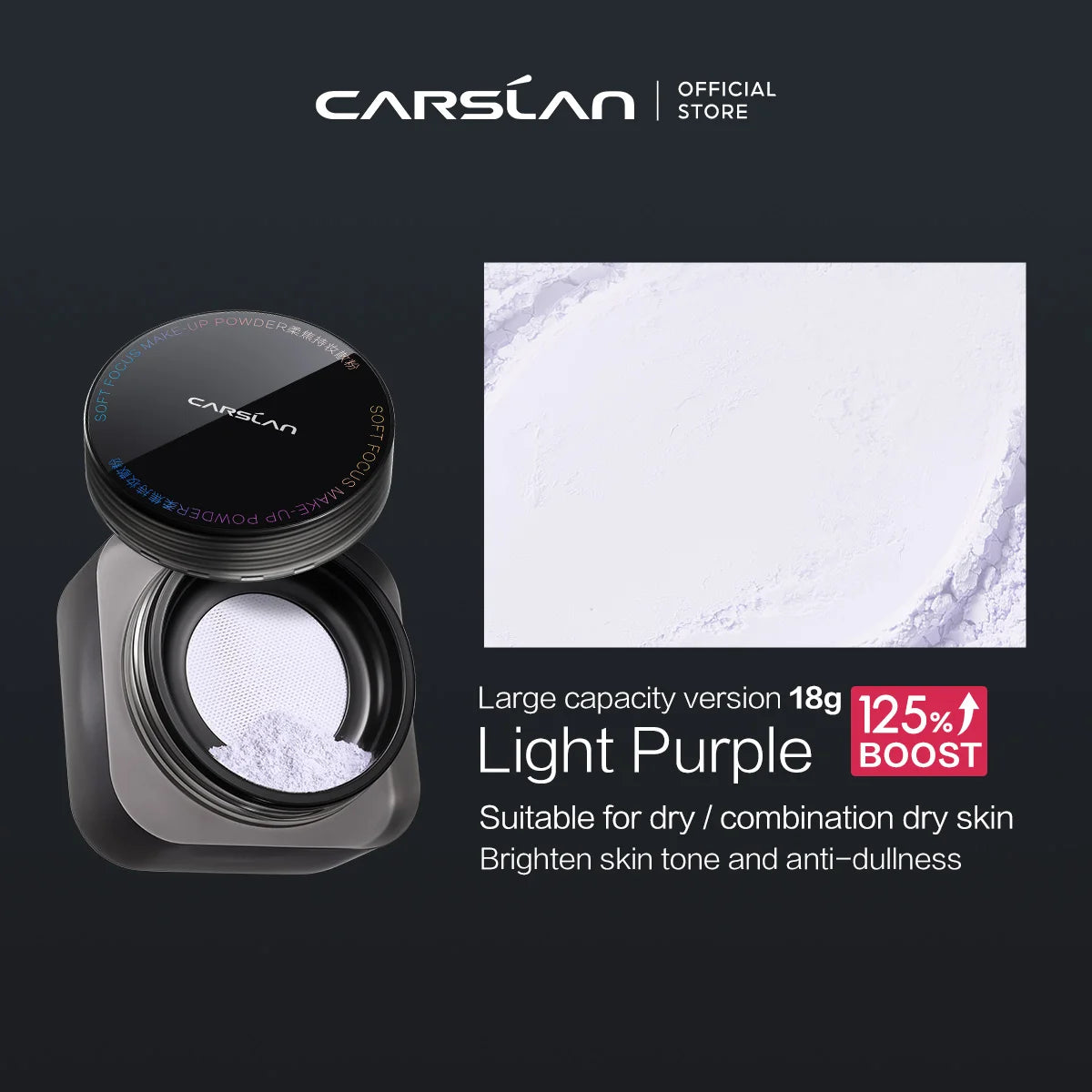 CARSLAN Black Magnetic Loose Setting Powder – Matte & Long-Lasting