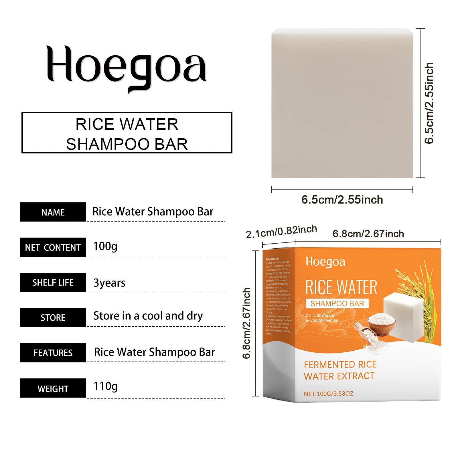 Hoegoa Rice Shampoo Bar – Strengthen & Smooth Hair