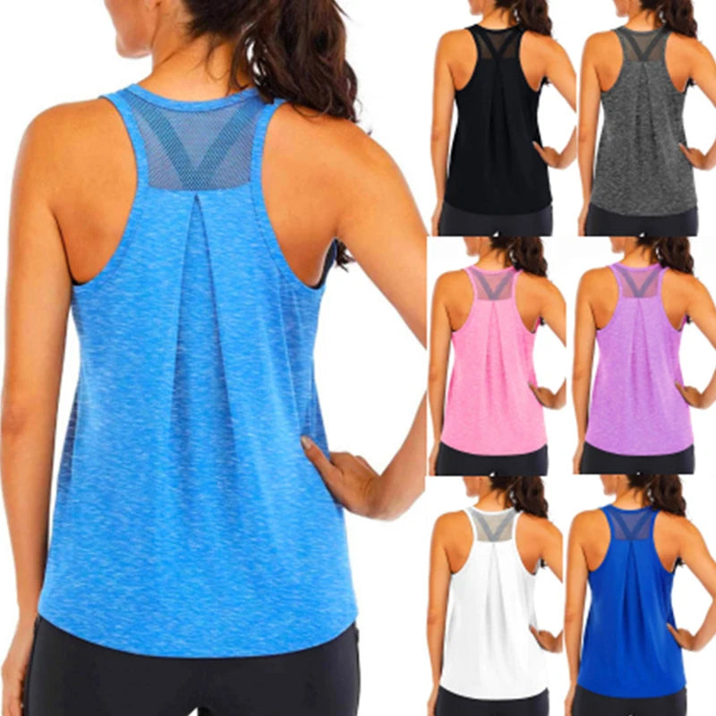 Women’s Loose Yoga T-Shirt – Sleeveless Fitness Top