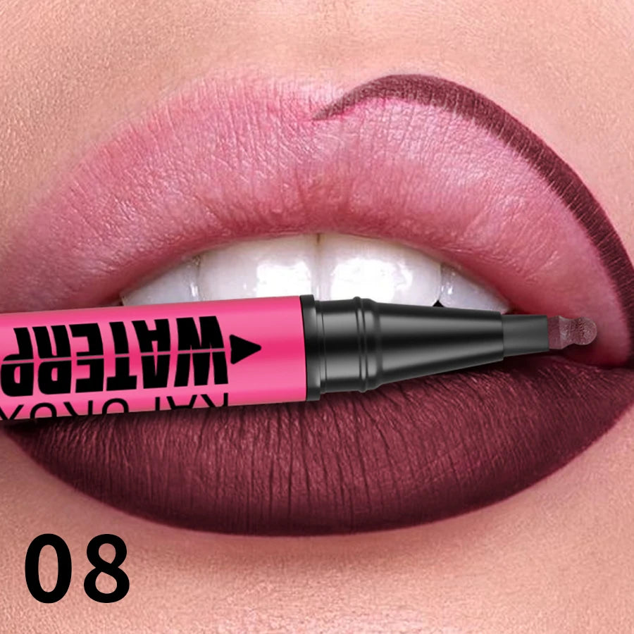 12-Color Liquid Matte Lipliner Pencil – Waterproof Lip Contour