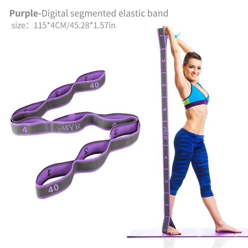 Elastic Yoga Stretching Strap with Loops – Stretch Band for Yoga, Dance, Pilates, and Gymnastics