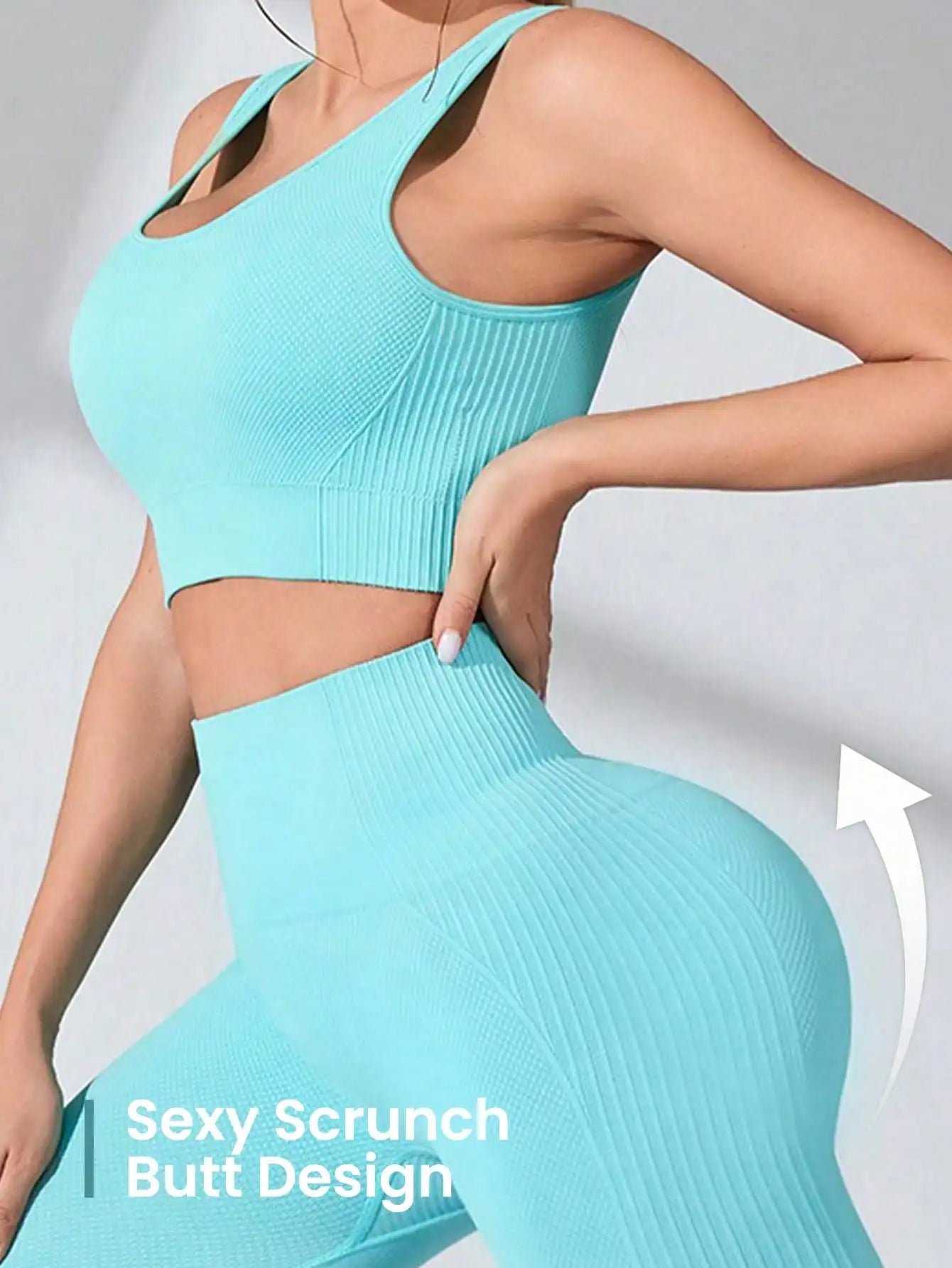 Women’s 2-Piece Workout Set – Seamless Yoga Leggings & Sports Bra