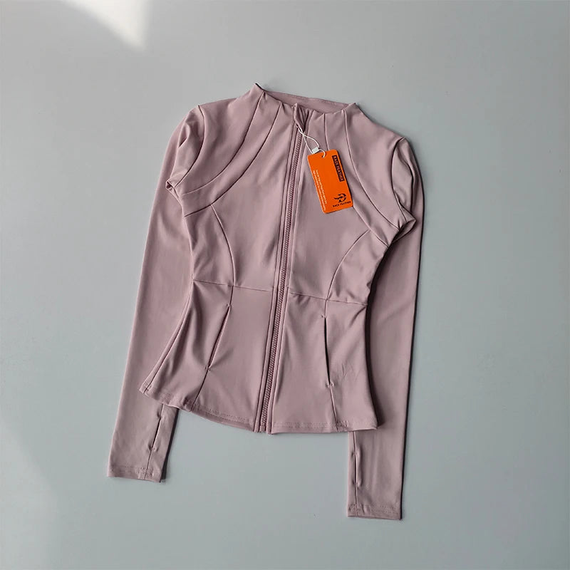 Women’s Zip Sports Jacket – Slim Fit Fitness & Yoga Top