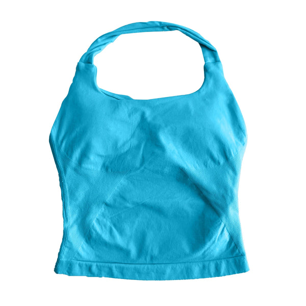 Women’s Impact Halter Sports Top – Backless Yoga Tank with Built-In Cups