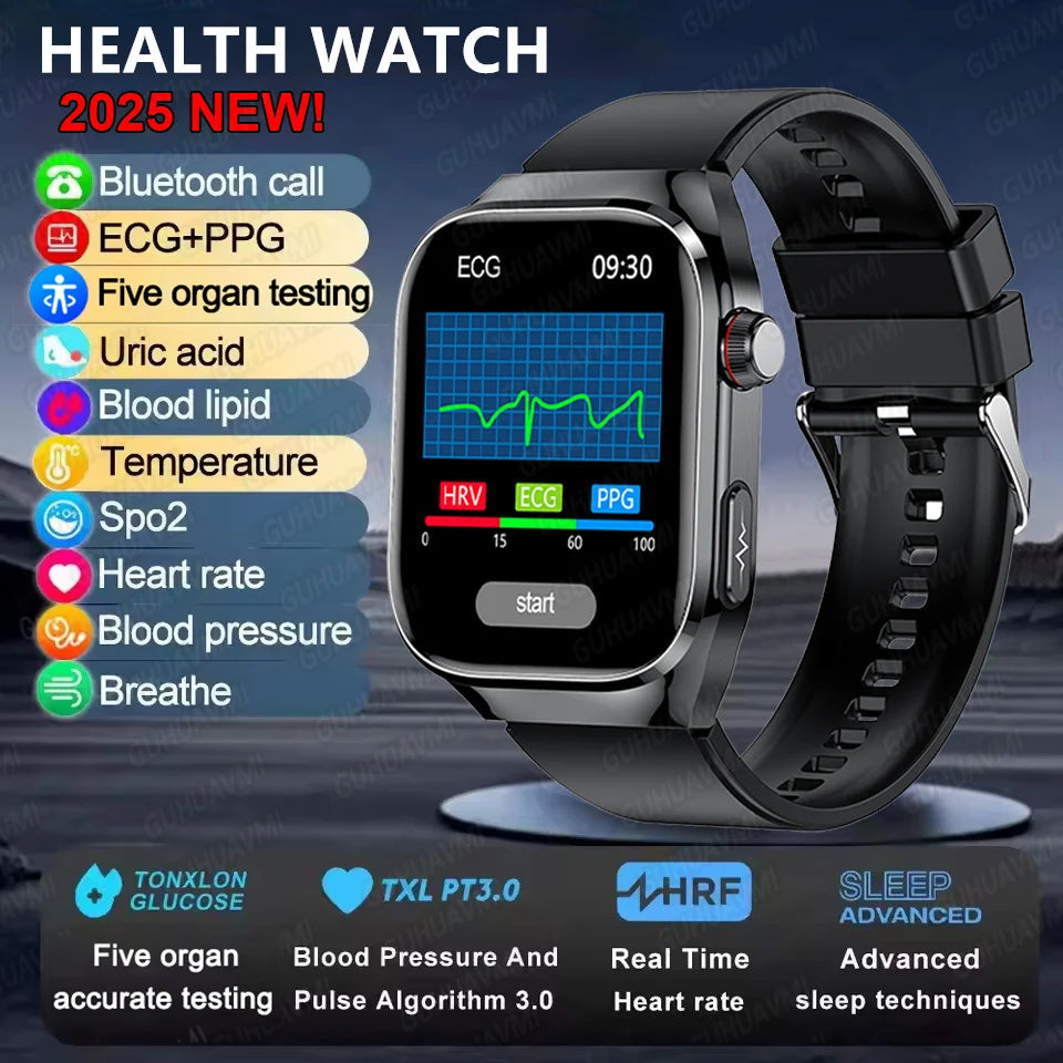 2025 Health Smartwatch – Blood Fat & Uric Acid Monitor with Bluetooth Call
