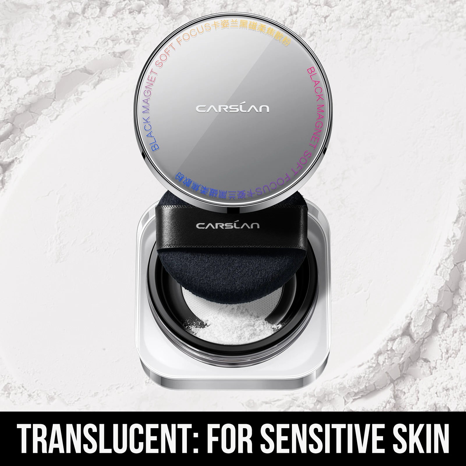CARSLAN Black Magnetic Loose Setting Powder – Matte & Long-Lasting