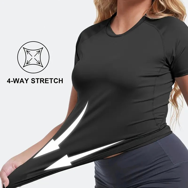 Women’s Compression Short Sleeve Shirt – Athletic Yoga & Gym Top