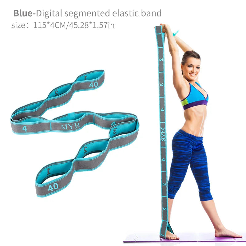 Elastic Yoga Stretching Strap with Loops – Stretch Band for Yoga, Dance, Pilates, and Gymnastics