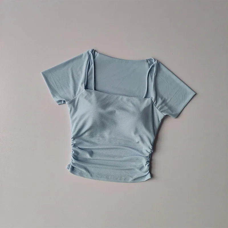 Women’s Two-Piece Yoga Top – Summer Sports Fitness Tee