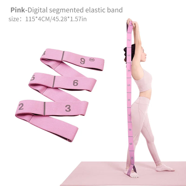 Elastic Yoga Stretching Strap with Loops – Stretch Band for Yoga, Dance, Pilates, and Gymnastics