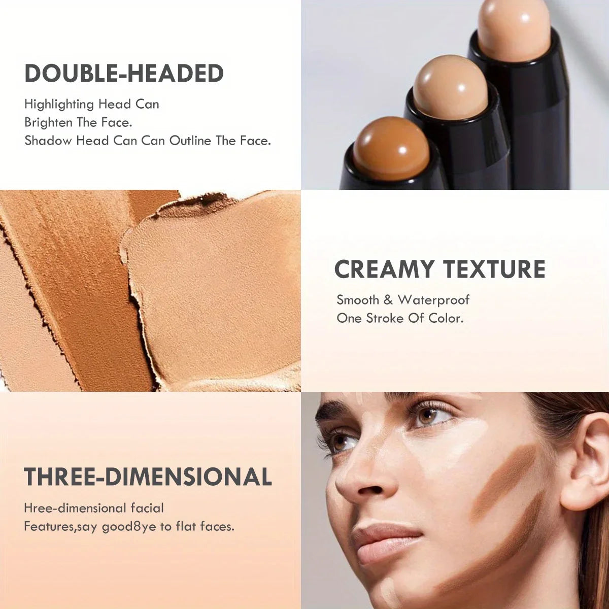 Double-Head Highlight Pen – Waterproof Contour & Concealer