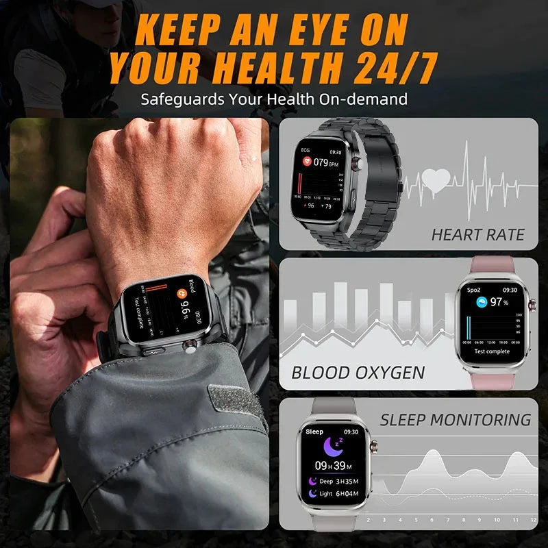 2025 Health Smartwatch – Blood Fat & Uric Acid Monitor with Bluetooth Call