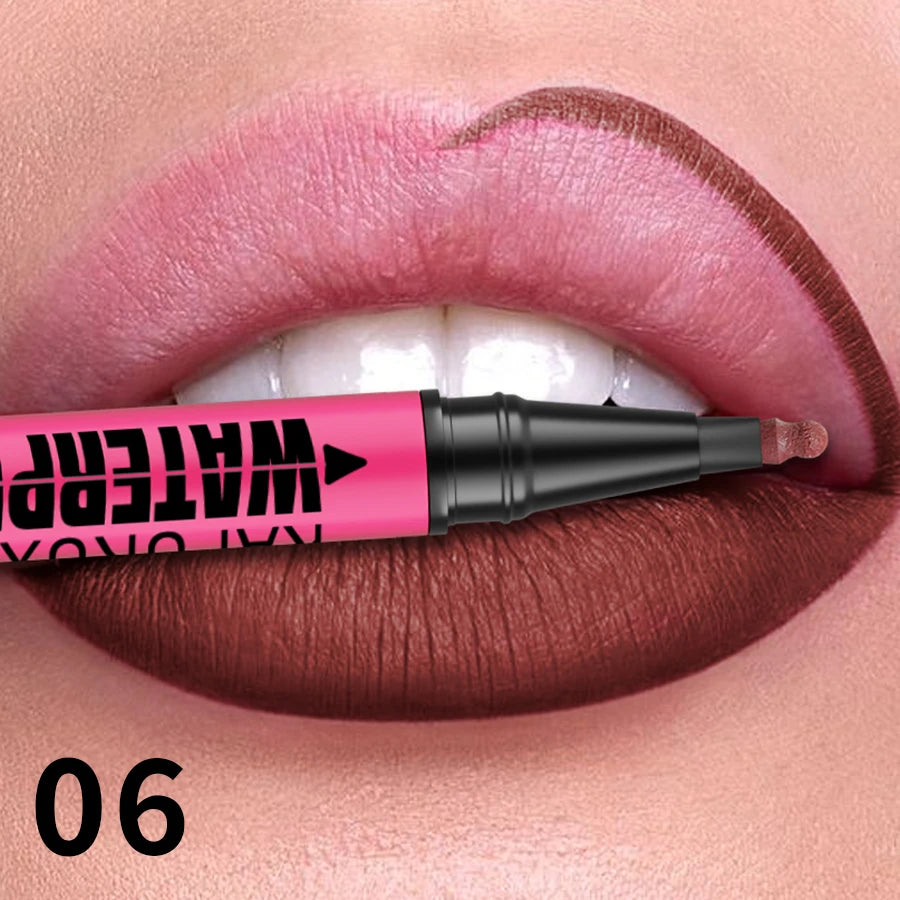 12-Color Liquid Matte Lipliner Pencil – Waterproof Lip Contour