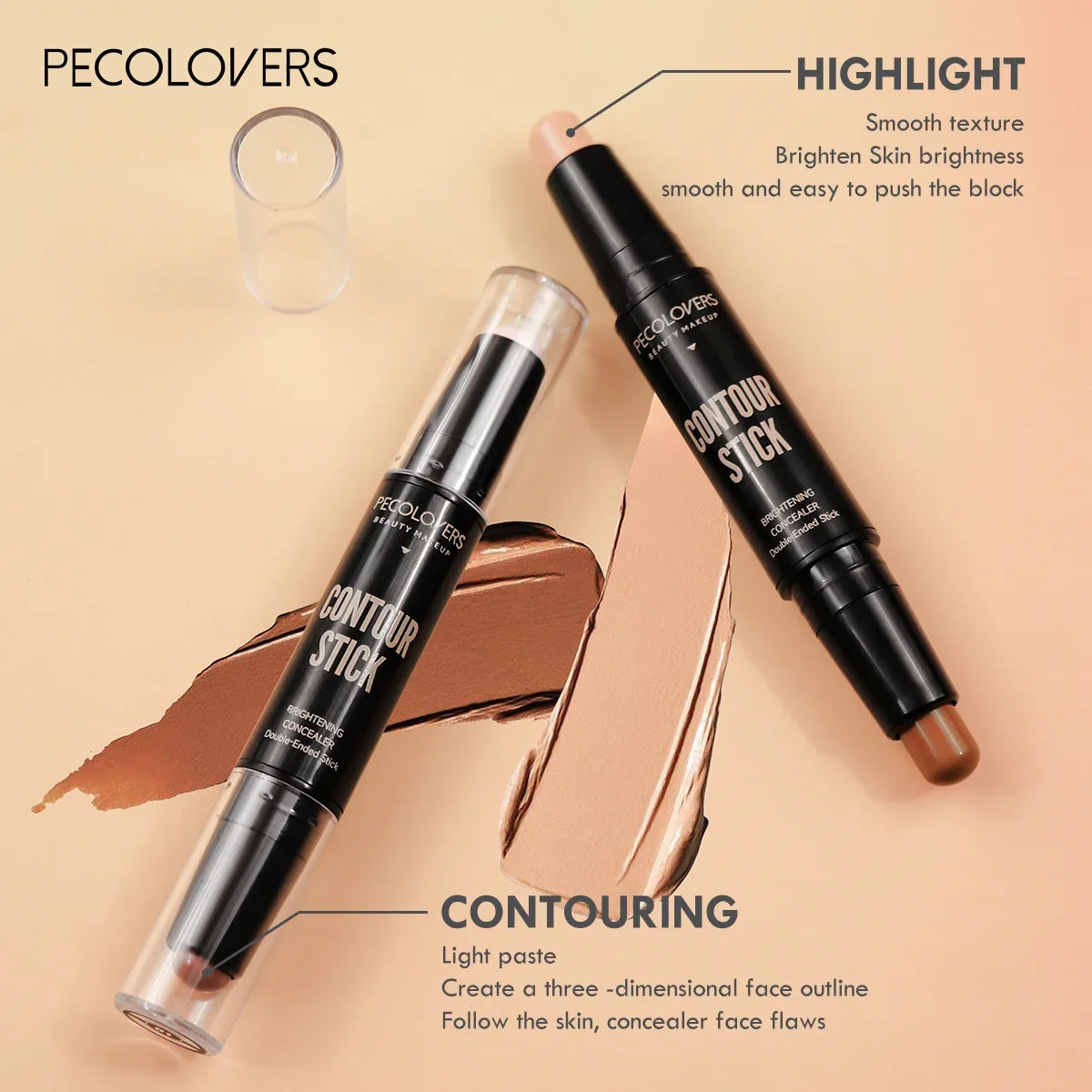 Double-Head Highlight Pen – Waterproof Contour & Concealer