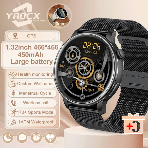 2025 GPS Smartwatch for Women – 1.32” AMOLED, Heart Rate & BT Call
