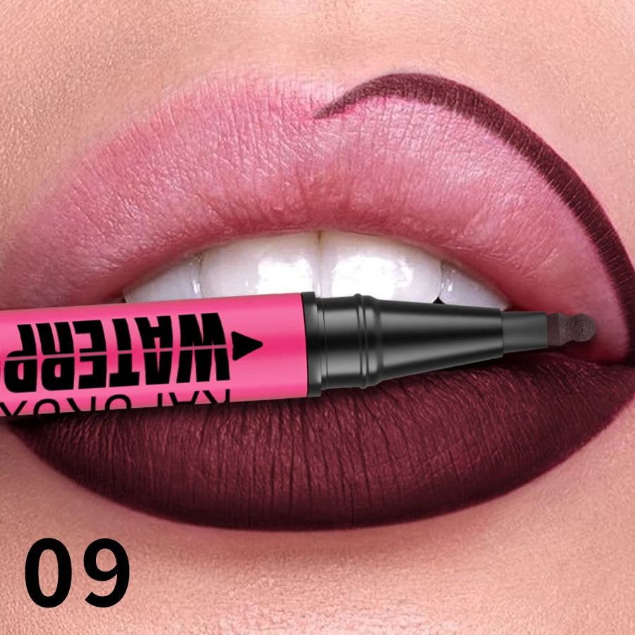 12-Color Liquid Matte Lipliner Pencil – Waterproof Lip Contour