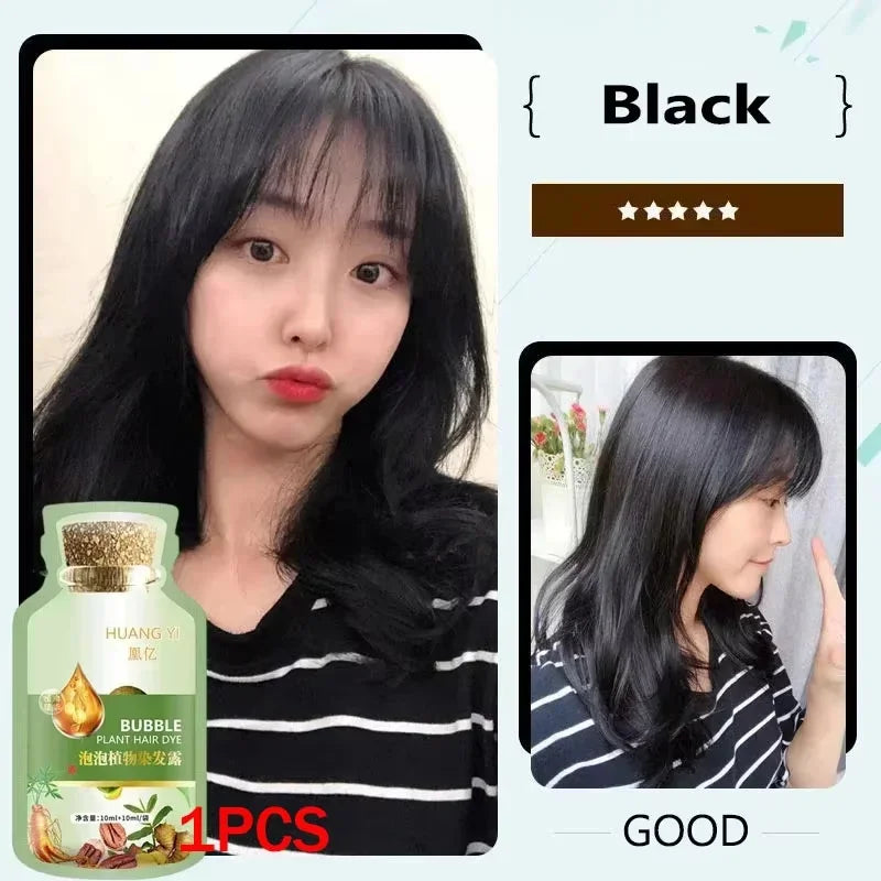 500ml Herbal Hair Dye Shampoo – Gray to Dark Brown/Black