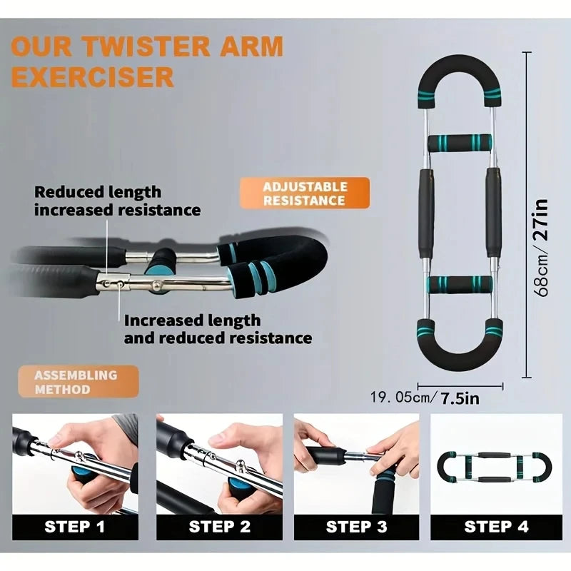 Adjustable Arm Exerciser – Wrist Strength Trainer and Chest Expander for Home Workouts