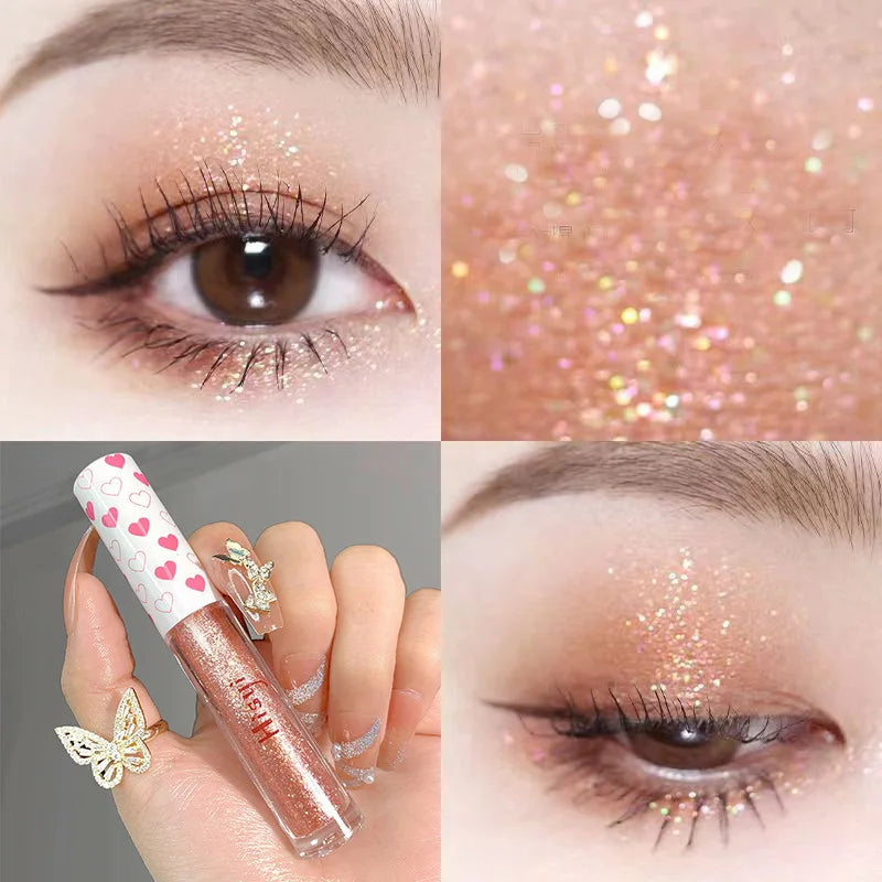 6-Color Glitter Liquid Eyeshadow – Waterproof Pearlescent Shimmer