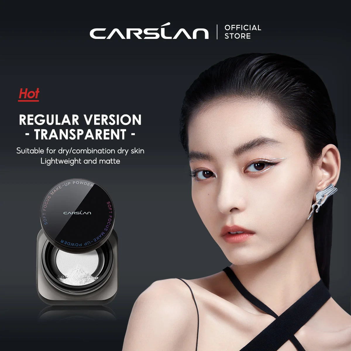 CARSLAN Black Magnetic Loose Setting Powder – Matte & Long-Lasting