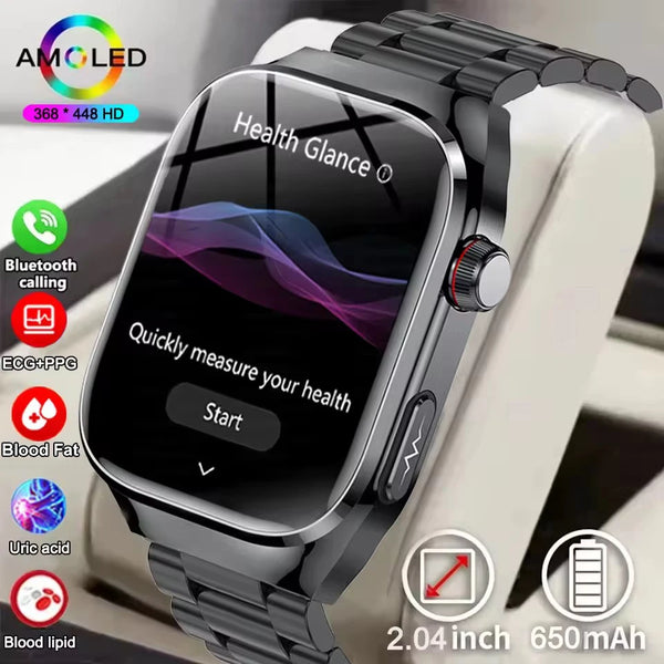 2025 Health Smartwatch – Blood Fat & Uric Acid Monitor with Bluetooth Call
