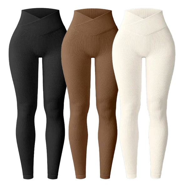 2025 Women’s Seamless Knitted Leggings – High Waist Yoga Pants