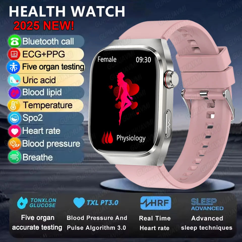 2025 Health Smartwatch – Blood Fat & Uric Acid Monitor with Bluetooth Call