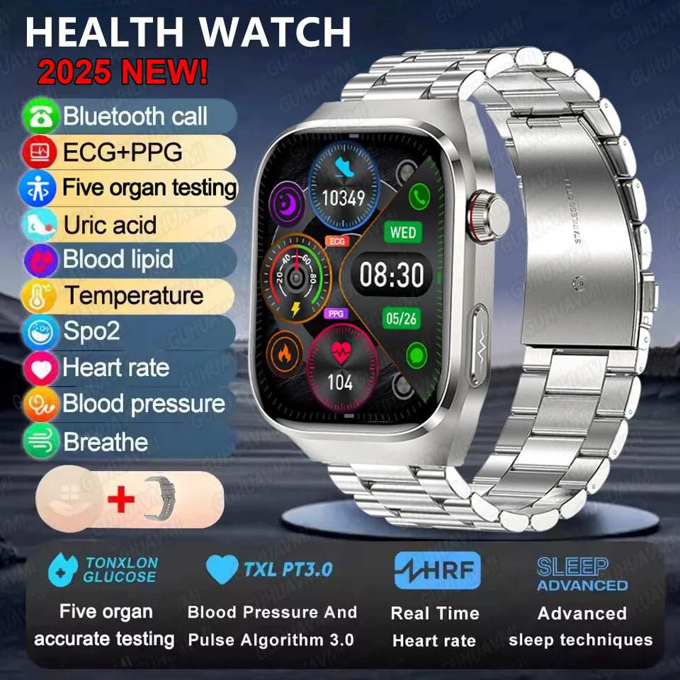 2025 Health Smartwatch – Blood Fat & Uric Acid Monitor with Bluetooth Call