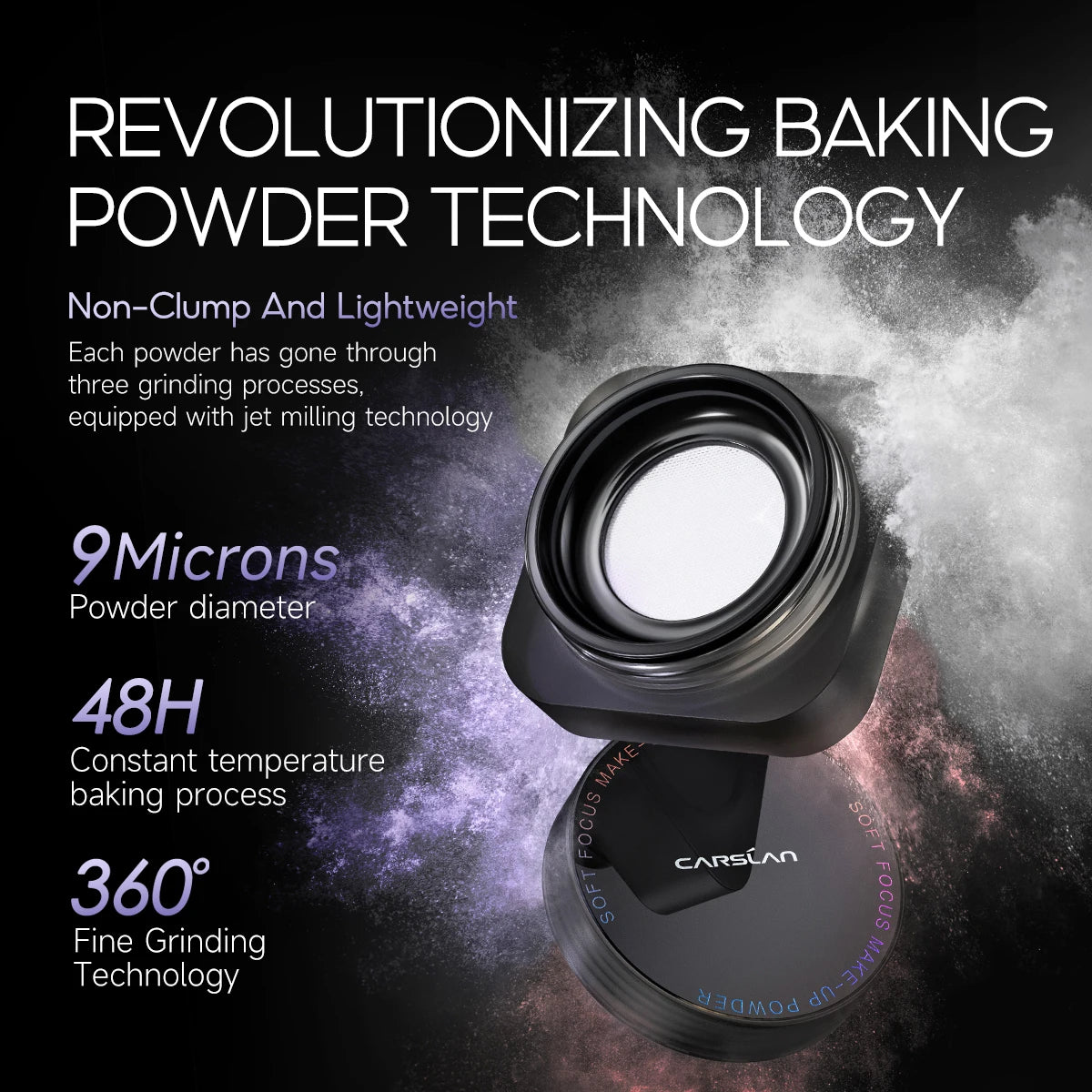 CARSLAN Black Magnetic Loose Setting Powder – Matte & Long-Lasting
