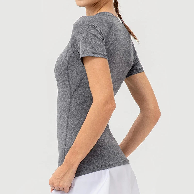 Women’s Compression Short Sleeve Shirt – Athletic Yoga & Gym Top
