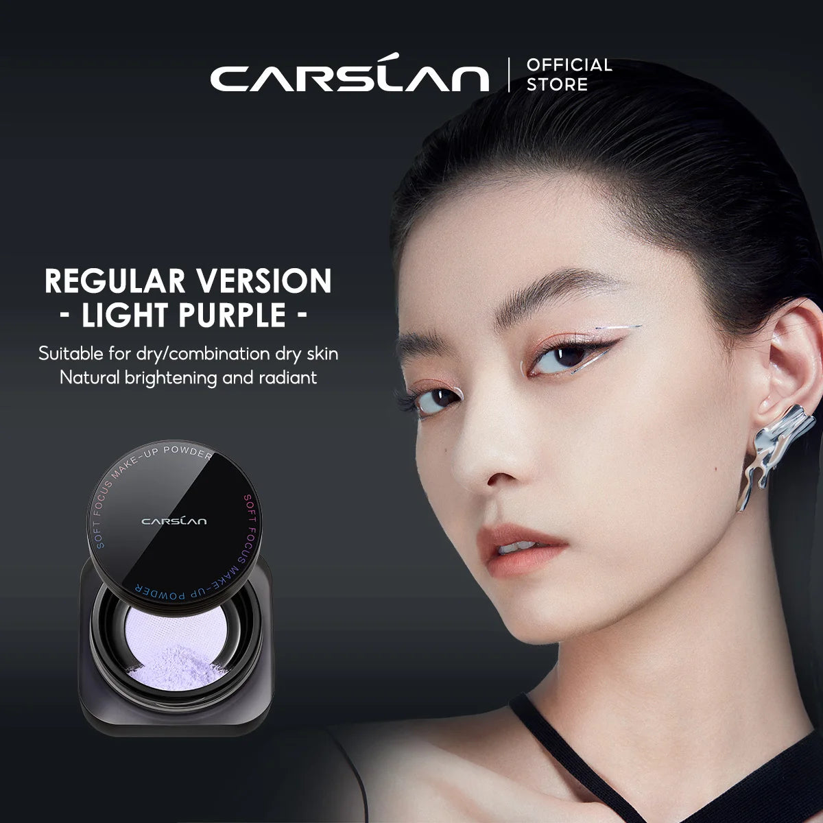 CARSLAN Black Magnetic Loose Setting Powder – Matte & Long-Lasting