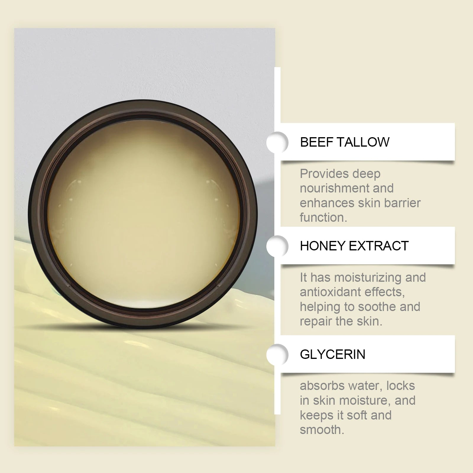 Whipped Beef Tallow & Honey Balm – Organic Face & Body Moisturizer