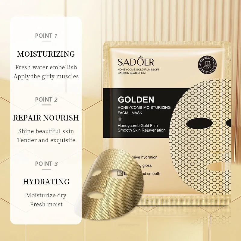 10pcs 24K Gold Facial Masks – Moisturizing & Firming Skincare