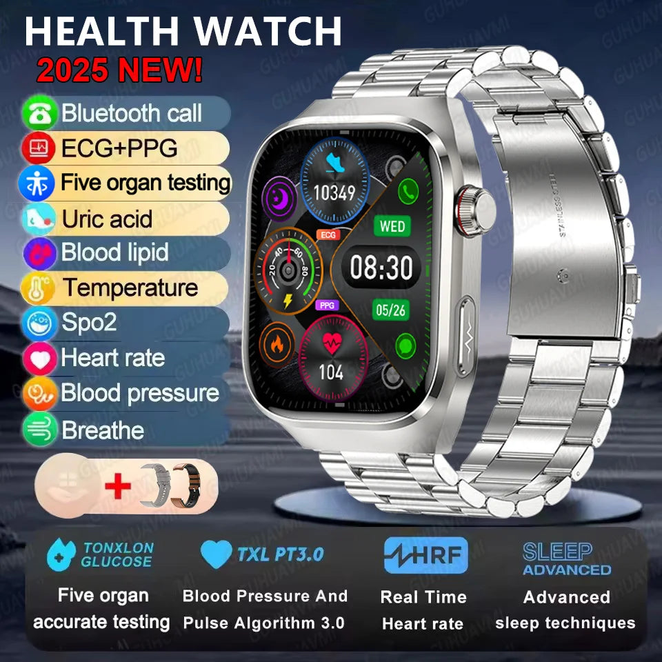 2025 Health Smartwatch – Blood Fat & Uric Acid Monitor with Bluetooth Call