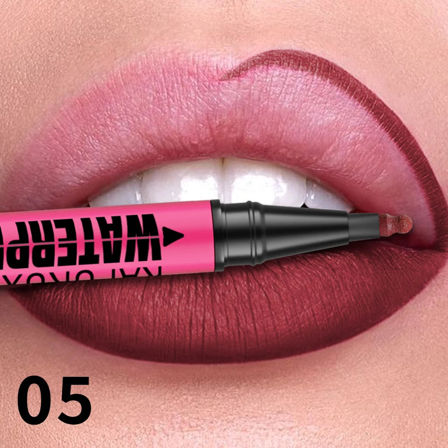 12-Color Liquid Matte Lipliner Pencil – Waterproof Lip Contour