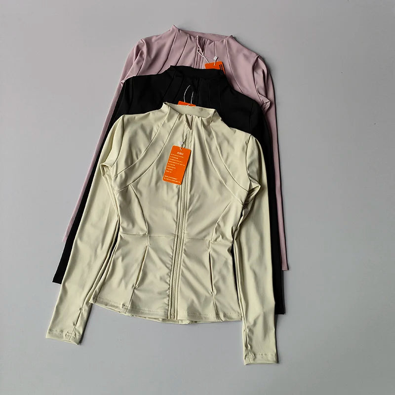 Women’s Zip Sports Jacket – Slim Fit Fitness & Yoga Top