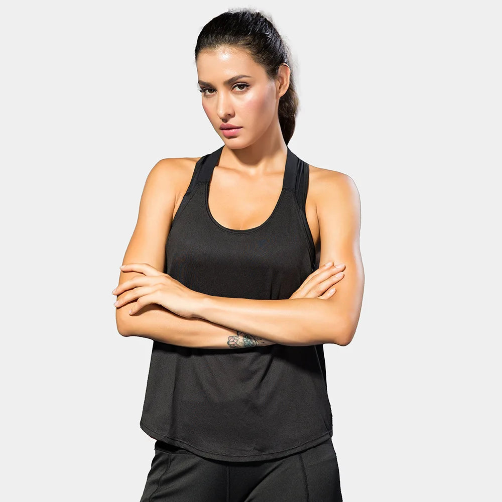 Women’s Black Sleeveless Gym Top – Yoga & Fitness Vest
