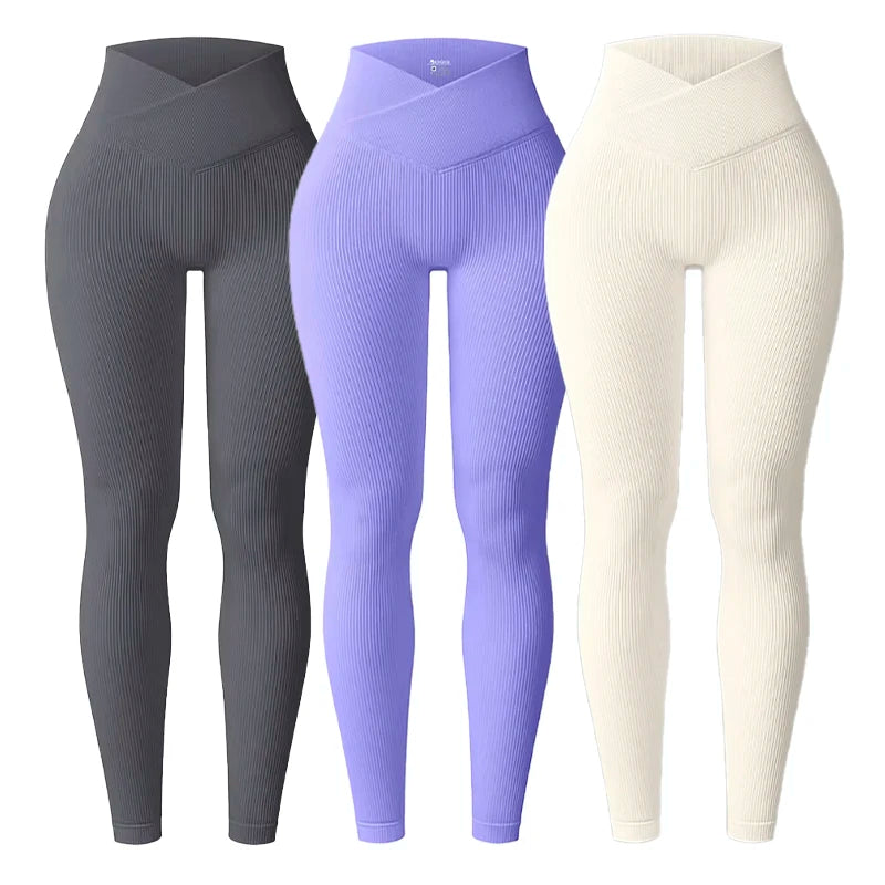 2025 Women’s Seamless Knitted Leggings – High Waist Yoga Pants