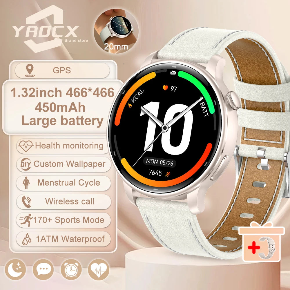 2025 GPS Smartwatch for Women – 1.32” AMOLED, Heart Rate & BT Call