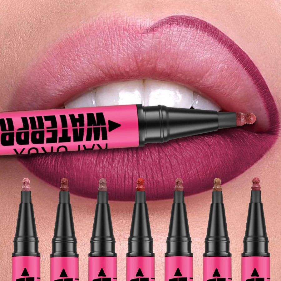 12-Color Liquid Matte Lipliner Pencil – Waterproof Lip Contour