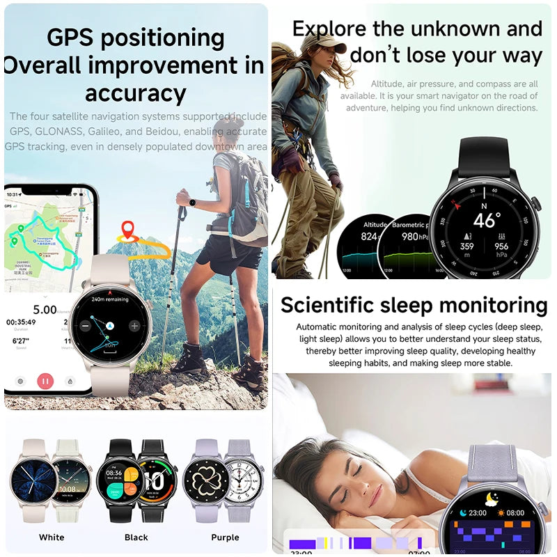2025 GPS Smartwatch for Women – 1.32” AMOLED, Heart Rate & BT Call