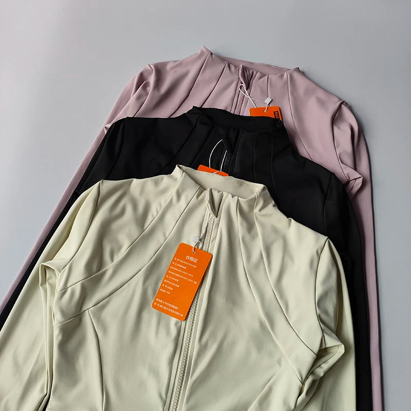 Women’s Zip Sports Jacket – Slim Fit Fitness & Yoga Top