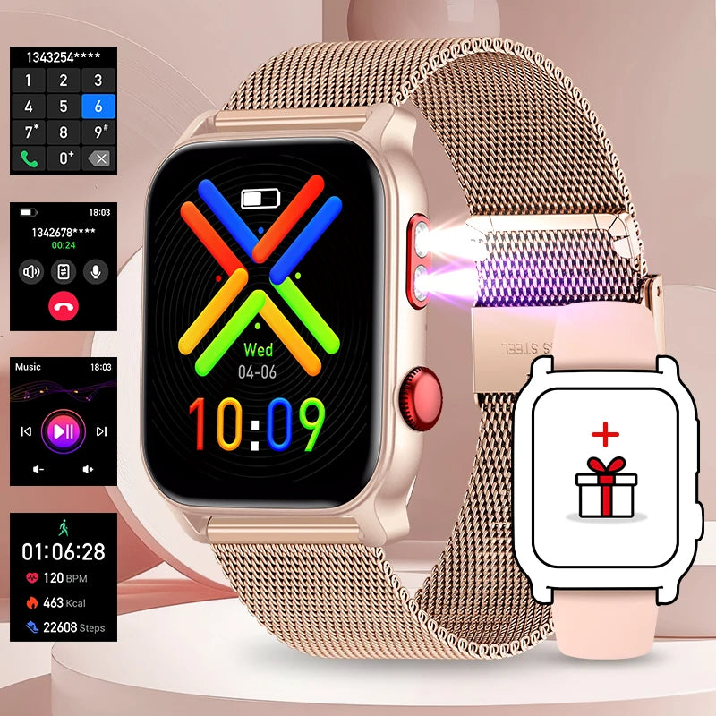 LIGE Smartwatch 1.83" – Bluetooth Call, Heart Rate, UV Lamp Flashlight