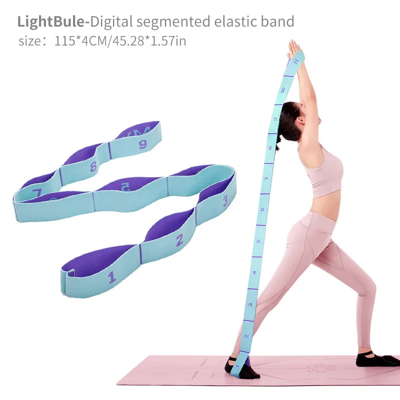 Elastic Yoga Stretching Strap with Loops – Stretch Band for Yoga, Dance, Pilates, and Gymnastics