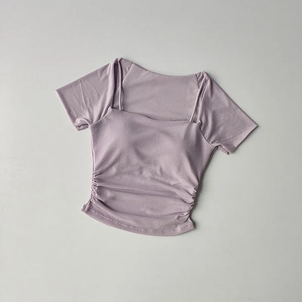 Women’s Two-Piece Yoga Top – Summer Sports Fitness Tee