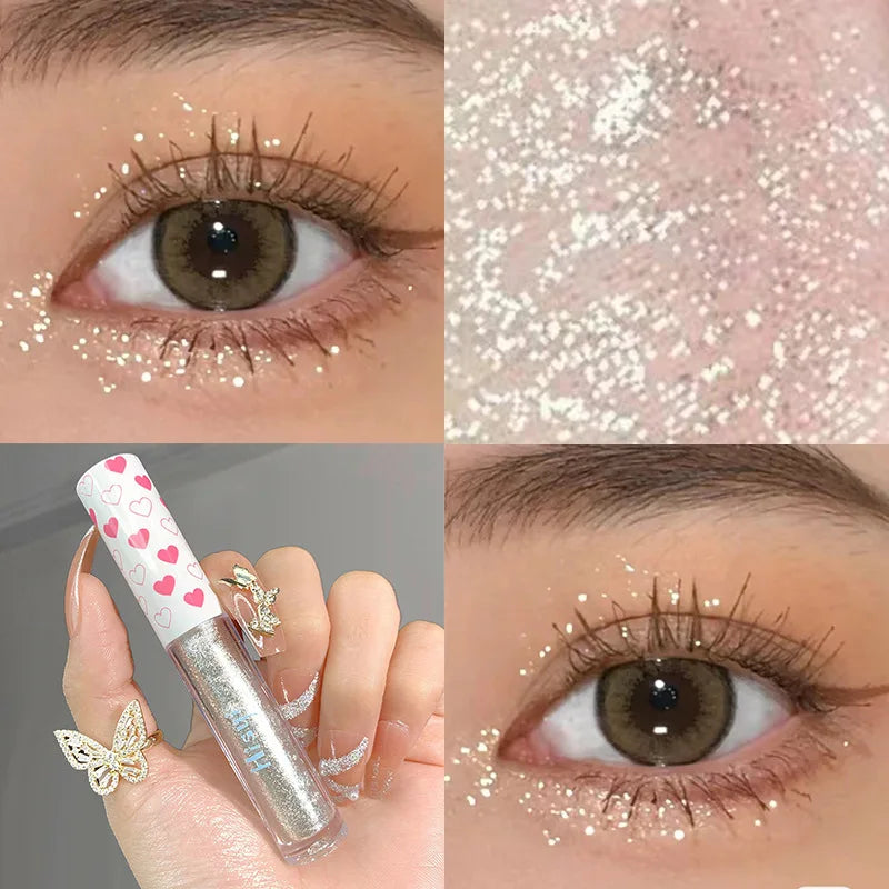 6-Color Glitter Liquid Eyeshadow – Waterproof Pearlescent Shimmer