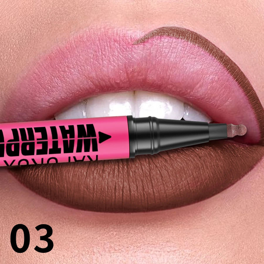 12-Color Liquid Matte Lipliner Pencil – Waterproof Lip Contour