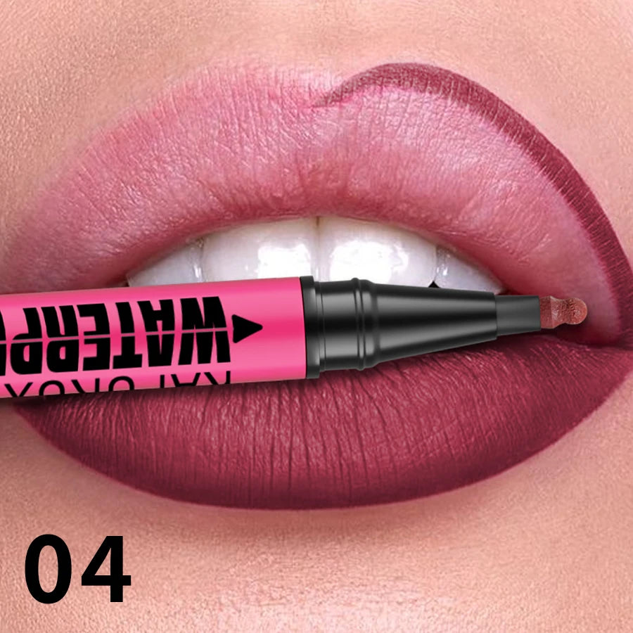 12-Color Liquid Matte Lipliner Pencil – Waterproof Lip Contour