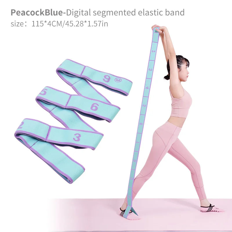 Elastic Yoga Stretching Strap with Loops – Stretch Band for Yoga, Dance, Pilates, and Gymnastics